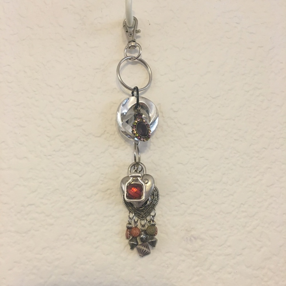 Vintage repurpose salvaged estate gem keychain